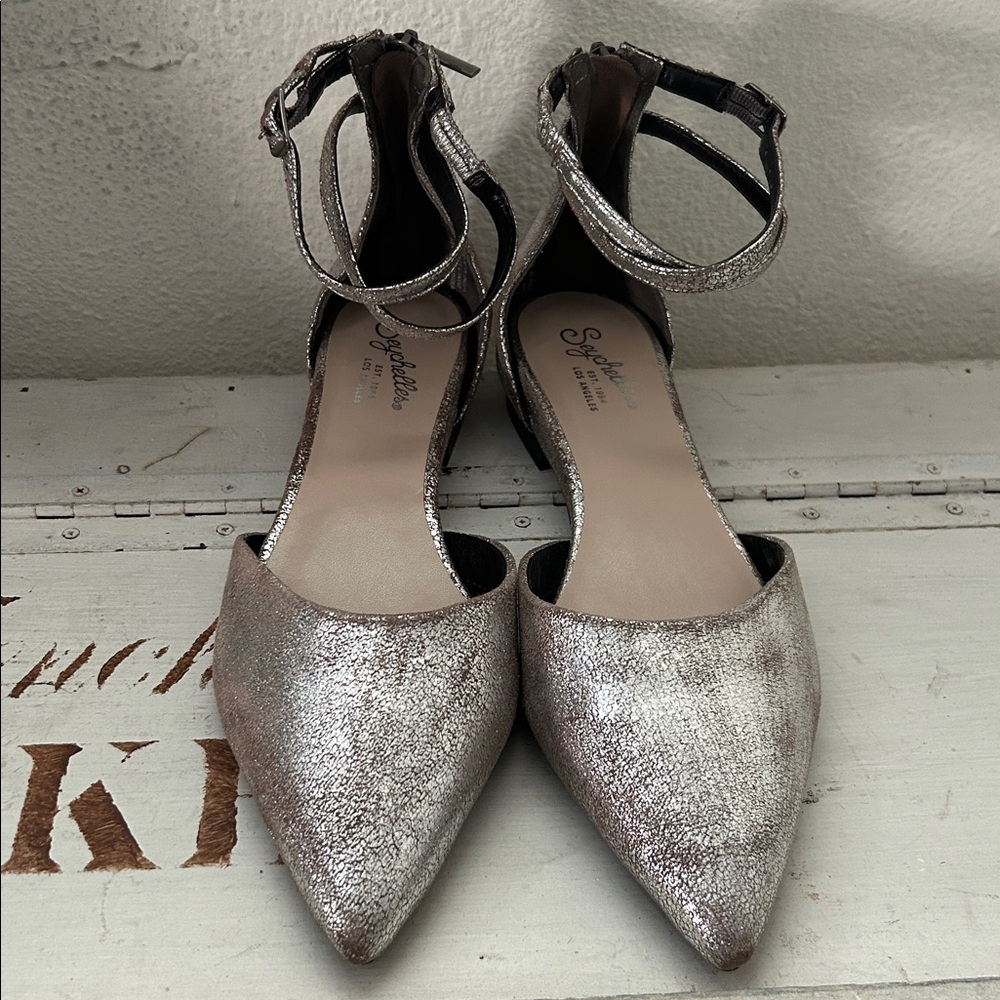 Nordstrom Rack Seychelles Silver Leather Pointed Toe Flats